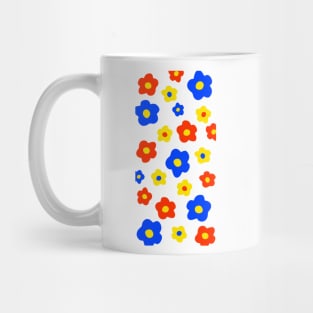 Vintage Aesthetic Minimalist Primary Color Flowers Mug